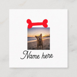 Röd hundben foto husdjur hund kattnamn enkla prese fyrkantigt visitkort