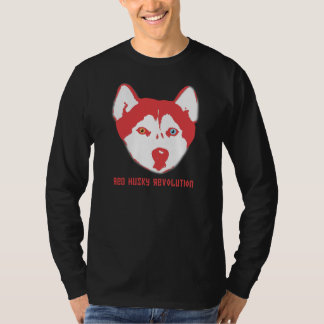 Röd Husky revolutionsvartlångärmad T Tee Shirt