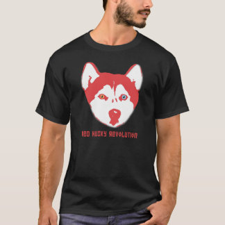 Röd Husky revolutionsvartT-tröja Tee Shirt