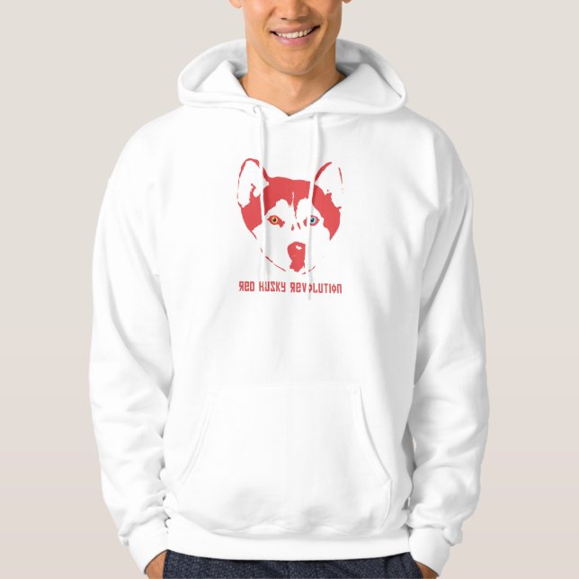 Röd Husky revolutionvitHoodie Hoodie (Framsida)