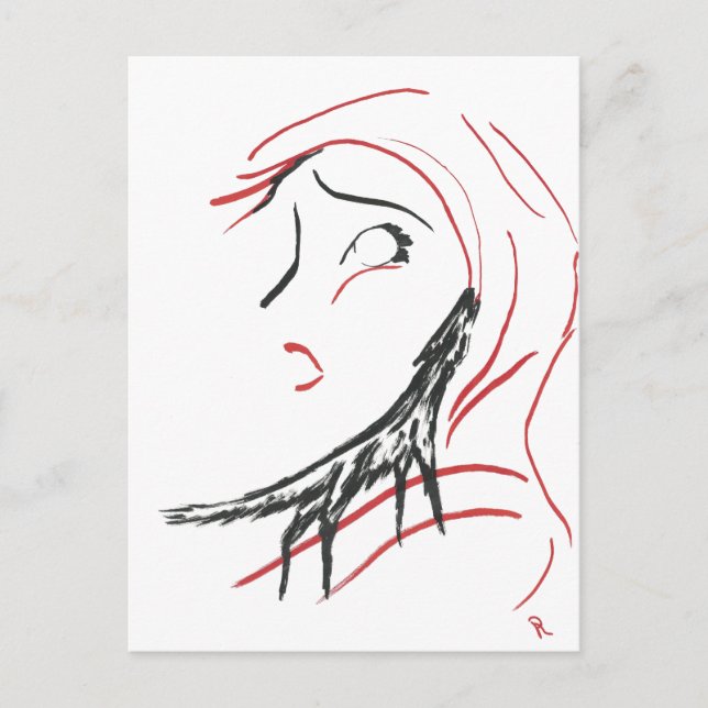 Röd Huva och Varg Vykort (Framsida)