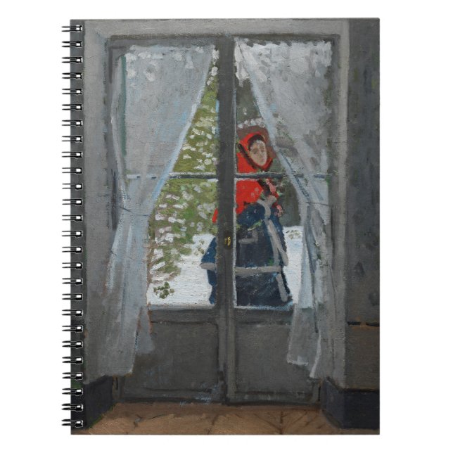 Röd Huva Winter Window Impressionist Notebook Anteckningsbok (Framsidan)