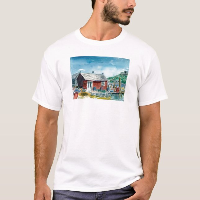 röd hydda på Menemsha T Shirt (Framsida)