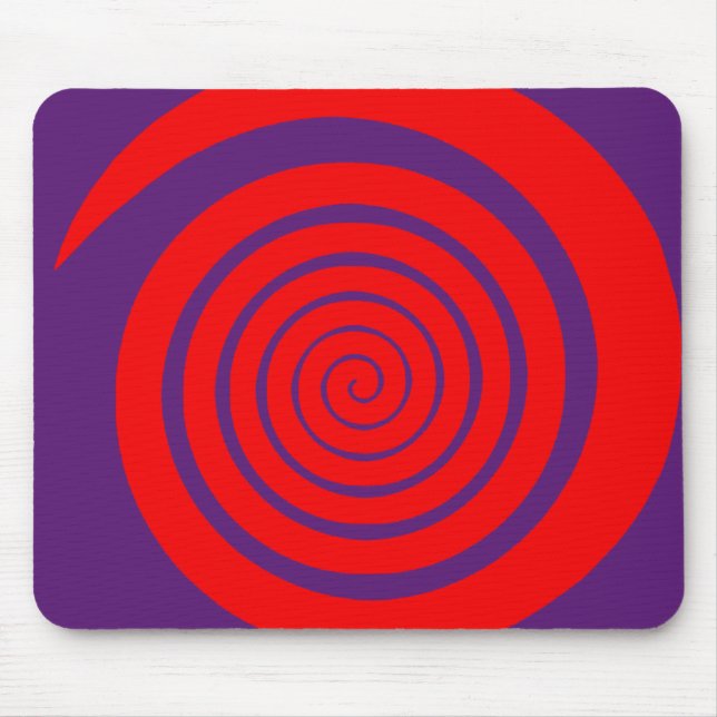 röd hypnotisk bild av spiral musmatta (Framsidan)