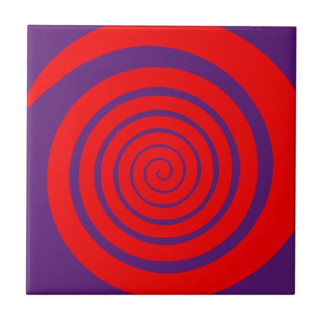 röd hypnotisk spiralbild kakelplatta (Framsidan)