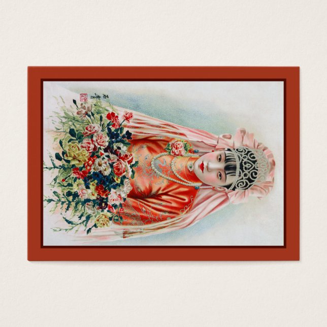 Röd i kinesiska Bröllop i Shanghai Visitkort (Framsidan)