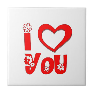 Röd I Love You Minimalistisk Hjärtkeramikkakel Kakelplatta