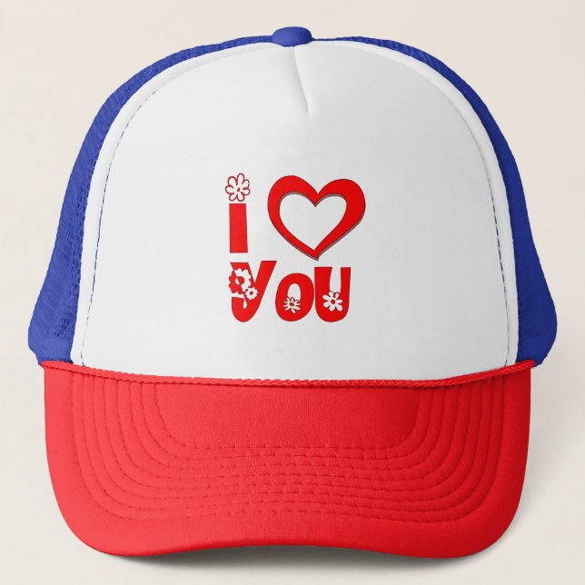 Röd 'I Love You' Truckerhatt Keps (Framsida)