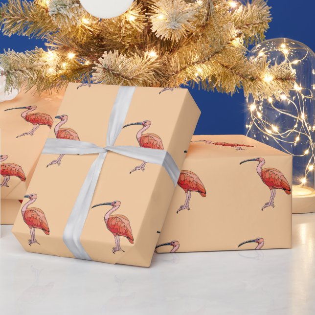 Röd Ibis Fågel Glad Födelsedag Presentpapper (Helgdagar)