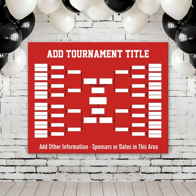 Röd idrottsturneringsfästen poster (Custom Tournament Bracket Poster)