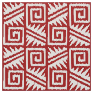 Röd Ikat Aztec - djupt - och vit Tyg