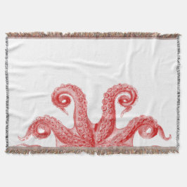 Röd illustration för vintagebläckfisktentakel mysfilt