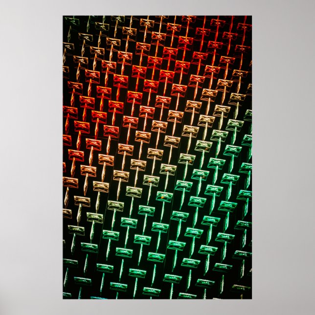 Röd illustration, gult och grönt poster (Framsidan)