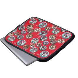 Röd illustrativ snöflake och hundar julklapp laptop fodral