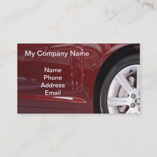 Röd importerad lyxig bil visitkort (Framsida)