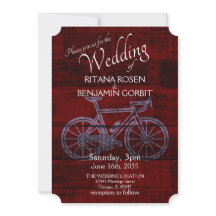 Röd inbjudan till Bicycle Wedding
