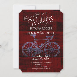 Röd inbjudan till Bicycle Wedding
