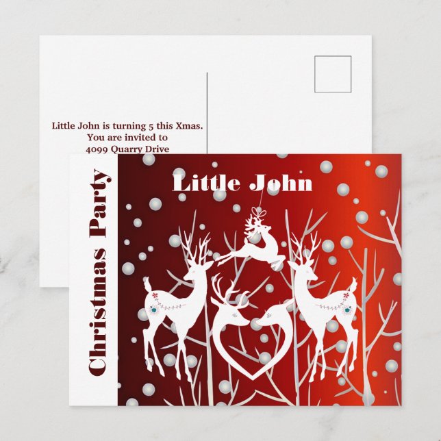 Röd inbjudan till julfest Kort för annonsering (Fram/baksida)