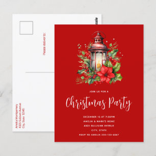 Röd inbjudan till Lantern Poinsettia Party