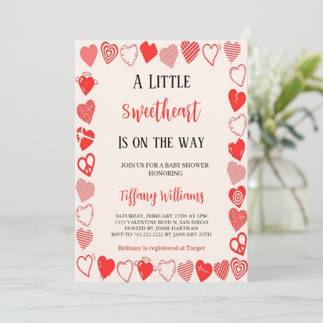 röd inbjudan till lilla vännen, valentine (Stående Fram)