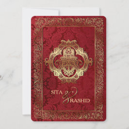 Röd indisk Bröllop - Inbjudningskort