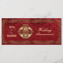 Röd indisk bröllops - tillkännagivande / Rackcard