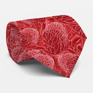 Röd ingefära tropisk blommig slips