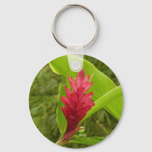 Röd ingefärsblomma (Alpinia) Tropisk Nyckelring