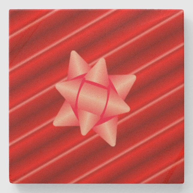 Röd inpackning för jul med pilbågen underlägg sten (Framsidan)