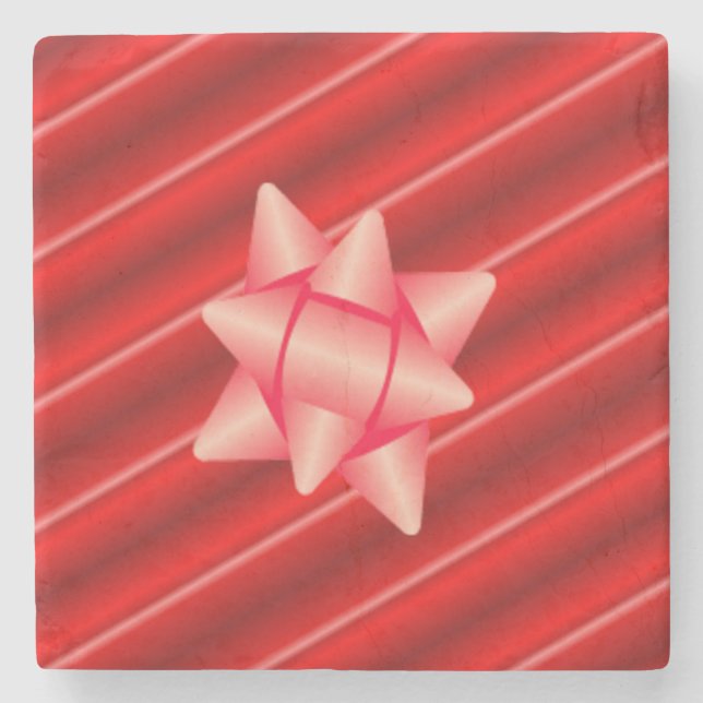 Röd inpackning för jul med pilbågen underlägg sten (Framsidan)