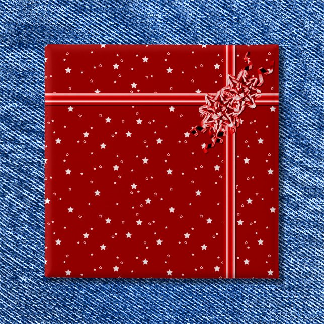 Röd inslagen present  knapp (Red Wrapped Present - Customized Button)