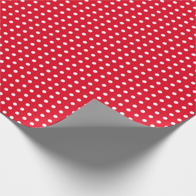 Röd insvällning Papper med liten Polka dots Presentpapper (Hörn)