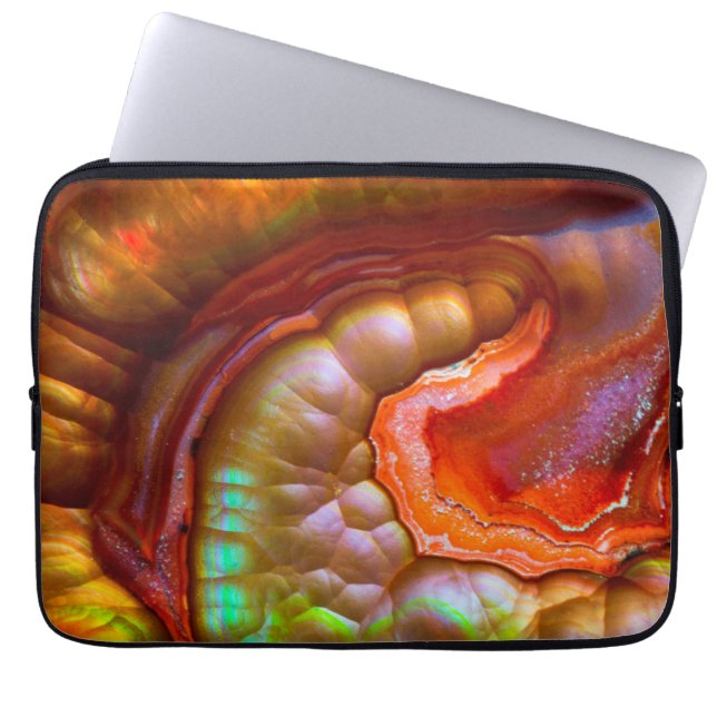 Röd iriserande eldupal laptop sleeve (Framsidan)