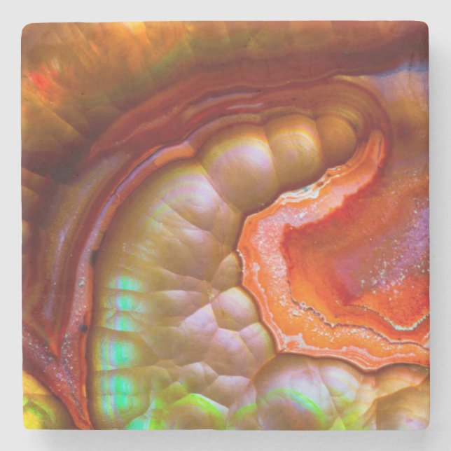 Röd iriserande eldupal underlägg sten (Framsidan)