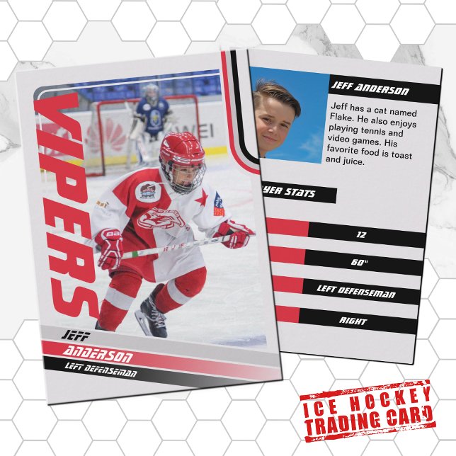 Röd Ishockey Trading Card (Unleash your creativity with our red and black customizable ice hockey trading card )