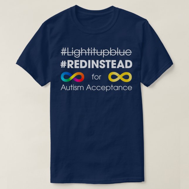 Röd istället för autism-acceptans t shirt (Design framsida)