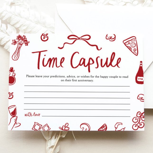 Röd italiensk Amore Tids kapsel Bröllopsdusch spel Inbjudningar (Red Italian Amore Time Capsule Bridal Shower Game)