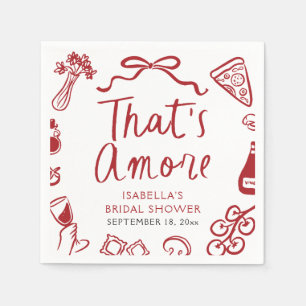 Röd italiensk Det är kärlek Pizza Pasta Bröllopsdu Pappersservett