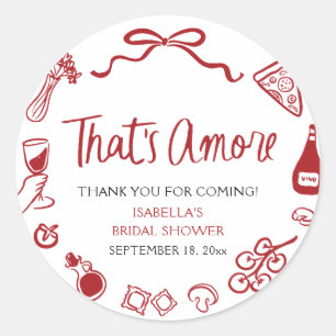 Röd italiensk Det är kärlek Pizza Pasta Bröllopsdu Runt Klistermärke
