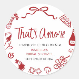 Röd italiensk Det är kärlek Pizza Pasta Bröllopsdu Runt Klistermärke