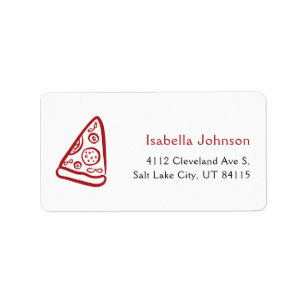 Röd italiensk handritad pizza Ciao Baby Baby Showe Adressetikett