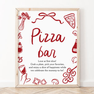 Röd italiensk handritad That's amore pizzabarskylt Poster