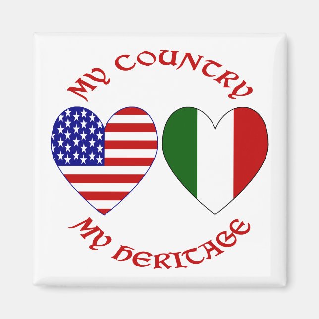 Röd italiensk USA land arv Magnet (Framsidan)