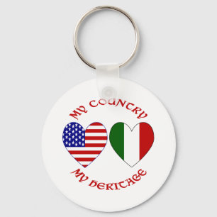 Röd italiensk USA land arv Nyckelring