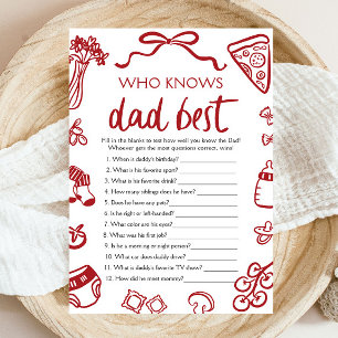 Röd italiensk Vem Känner Pappa Bäst Baby Shower-sp Inbjudningar