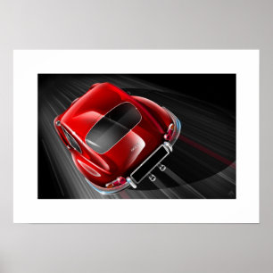 Röd jaguarE-Typ coupe Poster