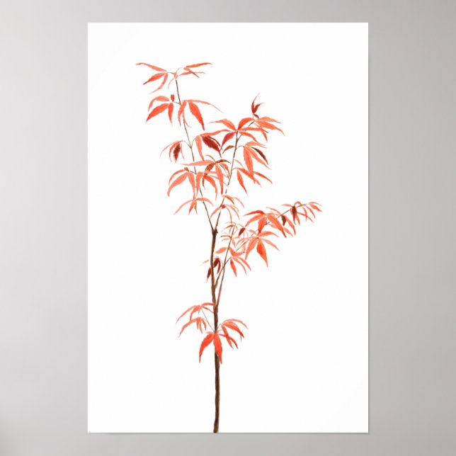 röd japansk dvärgmapel träd vattenfärg poster (Framsidan)