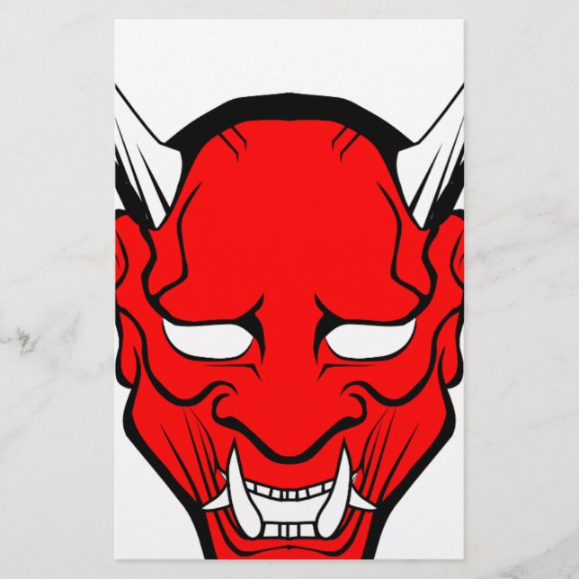 Röd japansk Hannya-mask (Framsida)