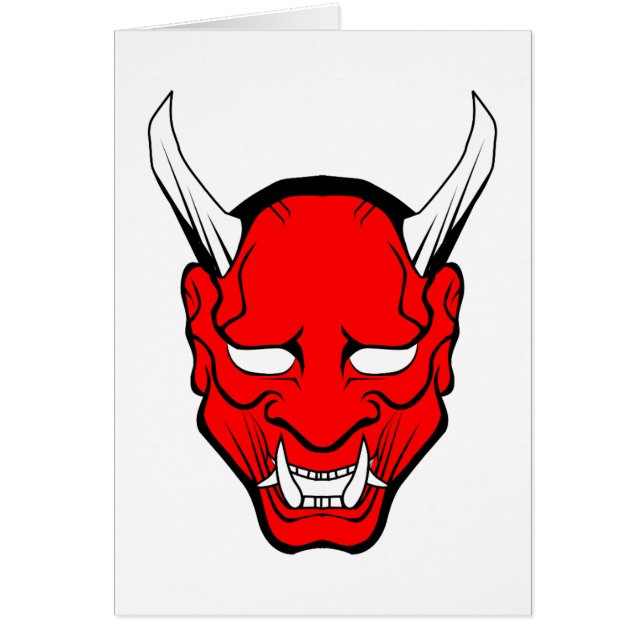 Röd japansk Hannya-mask Hälsningskort (Framsidan)