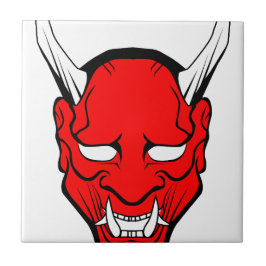 Röd japansk Hannya-mask Kakelplatta